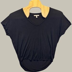2217 | Express One Eleven High Low V-Neck Dolman Tee Black Women Large